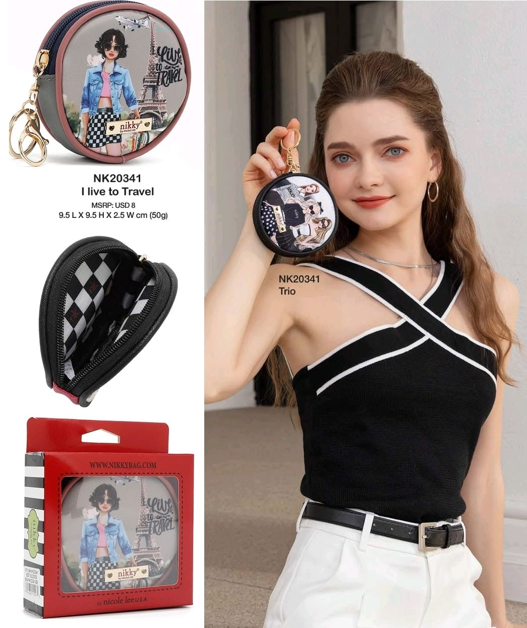 ‘I Like to Travel’ Coin-purse Keychain