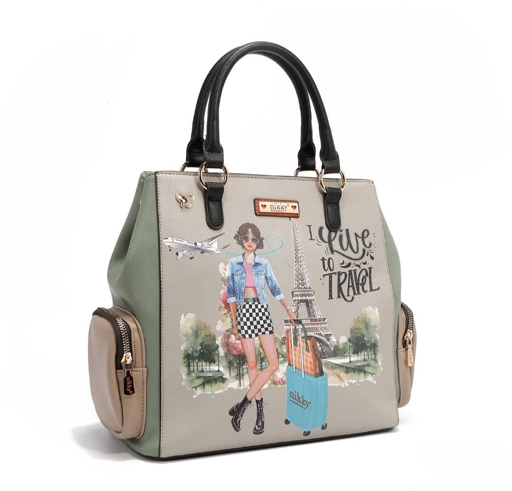 ‘I Like to Travel’ Handbag Bucket Style