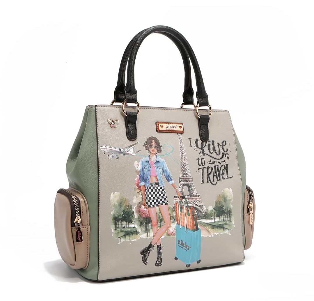 ‘I Like to Travel’ Handbag Bucket Style