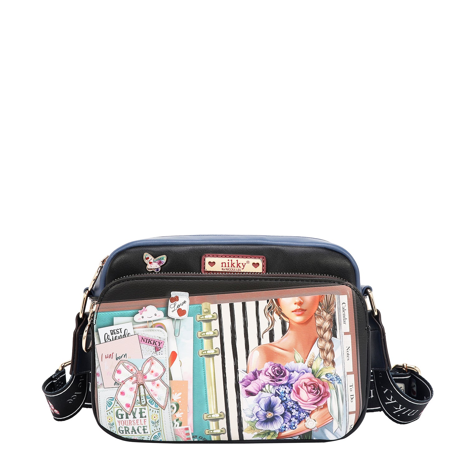 Nostalgia Double Zipper Crossbody